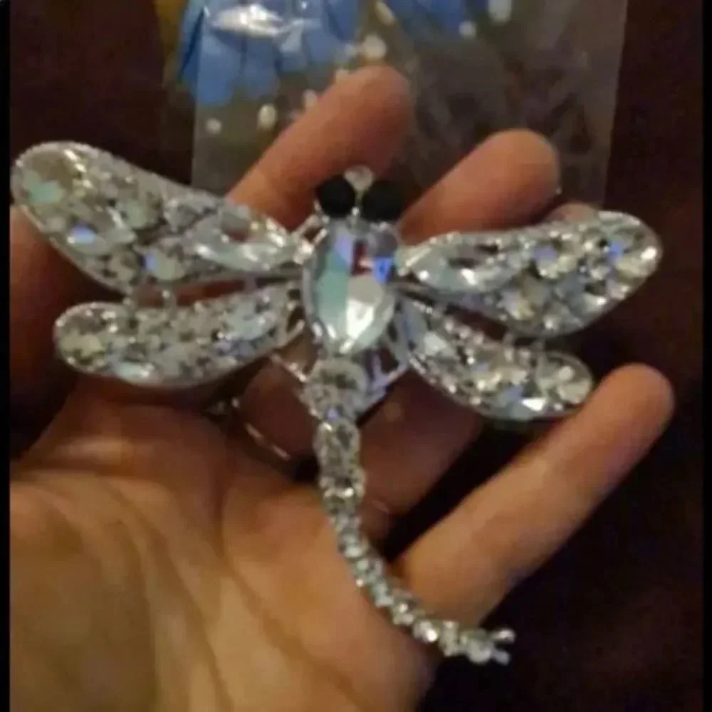 Crystal Vintage Dragonfly Brooches for Women Large Insect Brooch NWBOX